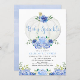 カボチャベビー散水青い白い男の子の赤ちゃんシャワー 招待状