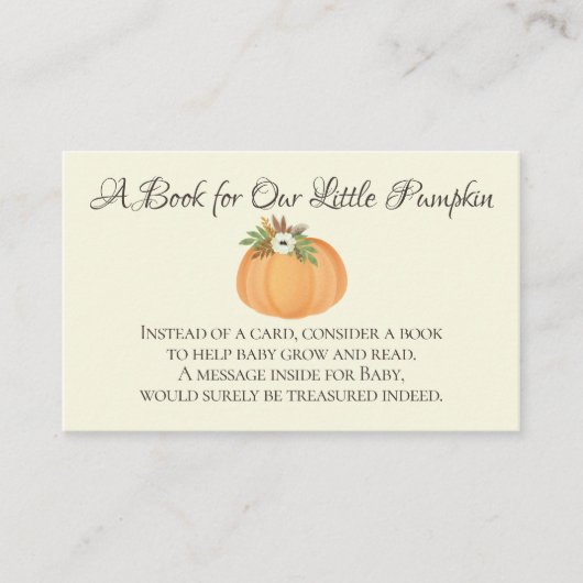 カボチャベビー秋ベビシャワー用の本 名刺 (正面)