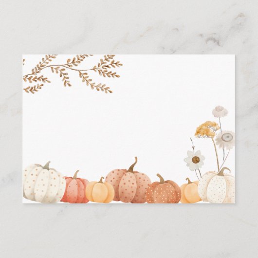 カボチャベビー秋ベビーシャワー用の本 エンクロージャーカード (裏面)