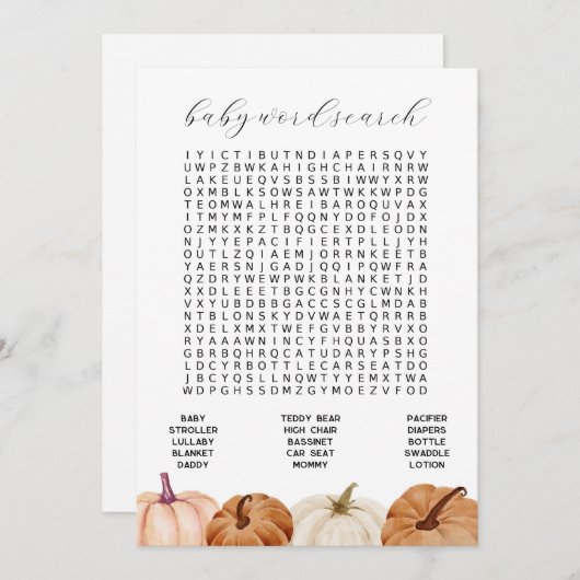 カボチャベビー語検索ゲームカード 招待状 (正面/裏面)