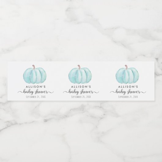 カボチャミニマルの水彩可愛い男の赤ちゃんシャワー ペットボトルラベル (シングルラベル)
