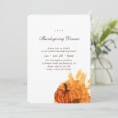 カボチャモダンの花柄感謝祭ディナー 招待状 (スタンド正面)