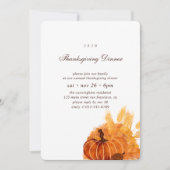 カボチャモダンの花柄感謝祭ディナー 招待状 (正面)