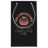 カボチャモダンンオレンジブラックハローウィンパーティ スモールペーパーバッグ (裏面)