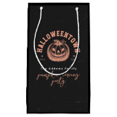 カボチャモダンンオレンジブラックハローウィンパーティ スモールペーパーバッグ (正面)