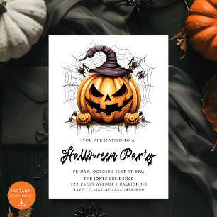 カボチャモダンンスパイダーズ大人ハローウィンパーティ 招待状