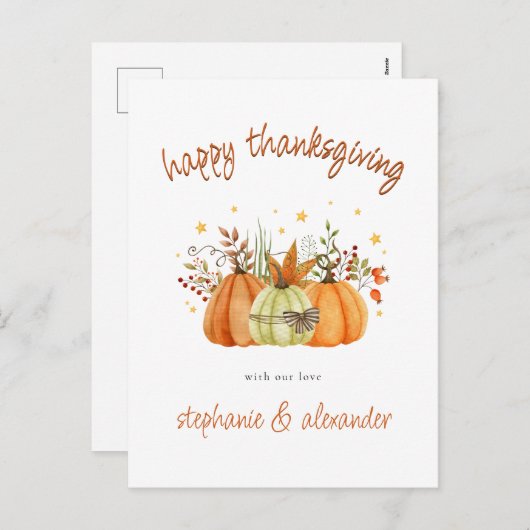 カボチャモダンンス秋ハッピーサンクスギビング シーズンポストカード (正面/裏面)