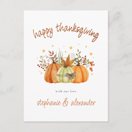 カボチャモダンンス秋ハッピーサンクスギビング シーズンポストカード (正面)
