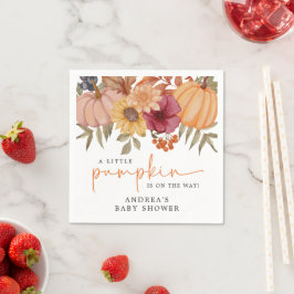 カボチャモダン秋の花カボチャ赤ちゃんシャワー スタンダードカクテルナプキン