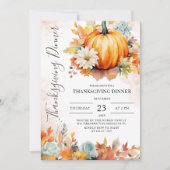 カボチャモダン紅葉感謝祭ディナー 招待状 (正面)