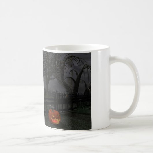 カボチャランタンが付いている魔法使いのコテージ コーヒーマグカップ (右)