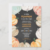 カボチャリースニュートラル性別秋ベビーシャワー 招待状 (正面)