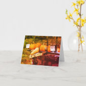 カボチャンスオントラック秋空白のノートカード カード (黄色い花)