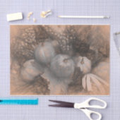 カボチャヴィンテージアンティークセピアグレー秋スケッチアート 薄葉紙 (クラフト)