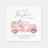 カボチャヴィンテージトラックフローラベビーガールシャワー スタンダードカクテルナプキン (正面)