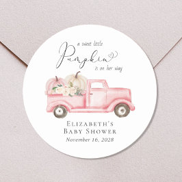 カボチャヴィンテージトラックフローラベビーガールシャワー ラウンドシール