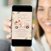 カボチャヴィンテージトラック水色ベビーシャワー 招待状