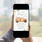 カボチャヴィンテージトラック水色ベビーシャワー 招待状