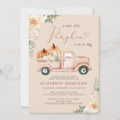 カボチャヴィンテージトラック水色ベビーシャワー 招待状 (正面)