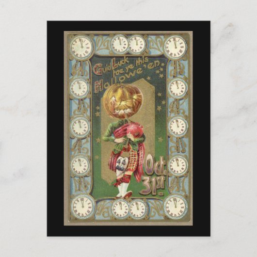 カボチャヴィンテージ付きヘッド ポストカード (正面)