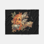 カボチャヴィンテージ90s猫レトロハロウィン フリースブランケット (正面(横))