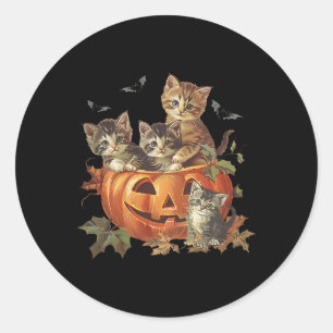 カボチャヴィンテージ90s猫レトロハロウィン ラウンドシール