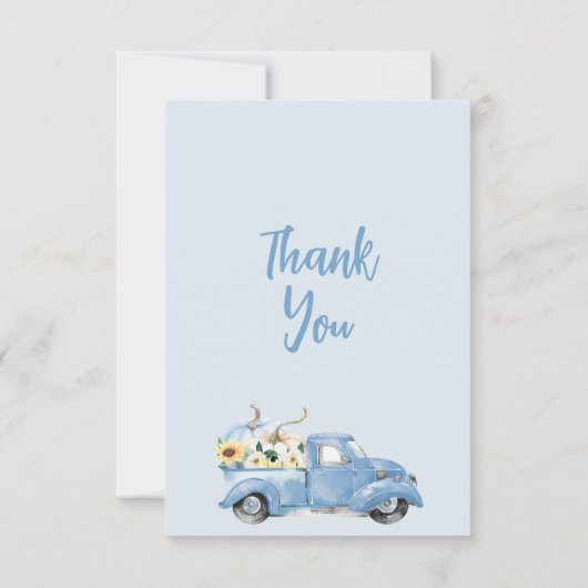 カボチャートラックひまわり赤ちゃんシャワーサンキューカード 招待状 (裏面)