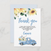 カボチャートラックひまわり赤ちゃんシャワーサンキューカード 招待状 (正面/裏面)