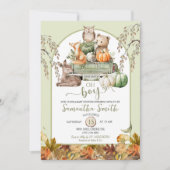 カボチャートラック森林動物オ男の子の赤ちゃんシャワー 招待状 (正面)