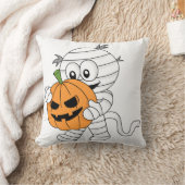 カボチャ不気味を使ったオレンジ色の漫画ミイラ クッション (ブランケット)