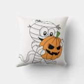 カボチャ不気味を使ったオレンジ色の漫画ミイラ クッション (裏面)