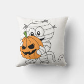 カボチャ不気味を使ったオレンジ色の漫画ミイラ クッション (裏面)