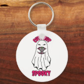 カボチャ不気味を抱える可愛いながらもハロウィン幽霊 キーホルダー (正面)
