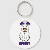 カボチャ不気味を抱える可愛いながらもハロウィン幽霊 キーホルダー (正面)