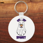 カボチャ不気味を抱える可愛いながらもハロウィン幽霊 キーホルダー (正面)