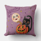 カボチャ不気味キットンムーン – ライトパープル クッション (正面)