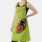 カボチャ不気味キットンムーン – ライムグリーン エプロン (インサイチュ)