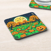 カボチャ不気味パッチ：漫画の夜 コースター (左側)