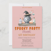 カボチャ不気味パーティーストライプの誕生日 招待状 (正面)