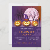 カボチャ不気味ンオレンジとパープルハローウィンパーティ 招待状 (正面)