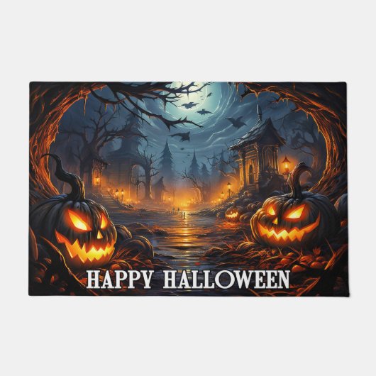 カボチャ不気味ン |ハッピーハローウィン ドアマット (正面)