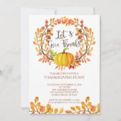 カボチャ与えの感謝祭感謝していのディナーに行こう 招待状 (正面)