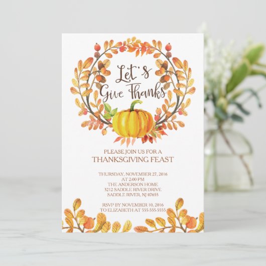 カボチャ与えの感謝祭感謝していのディナーに行こう 招待状 (スタンド正面)