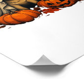 カボチャ付きかわいいパグドッグ秋ハロウィンクラシック ポスター (角)