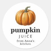カボチャ付きカボチャ果汁缶詰ヴィンテージラベル ラウンドシール (正面)