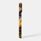 カボチャ付きステンドグラス窓 iPhone 15ケース (右側面)