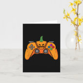 カボチャ付きハロウィンビデオゲーム制御顔 カード (黄色い花)