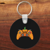 カボチャ付きハロウィンビデオゲーム制御顔 キーホルダー (正面)