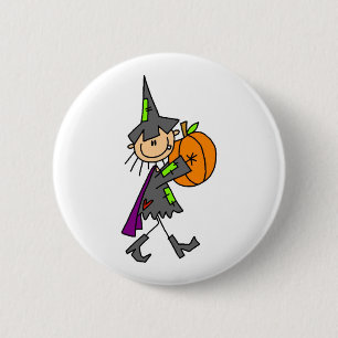 カボチャ付きハロウィン魔女 缶バッジ