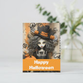 カボチャ付きハロウィーンの魔女 ポストカード (スタンド正面)